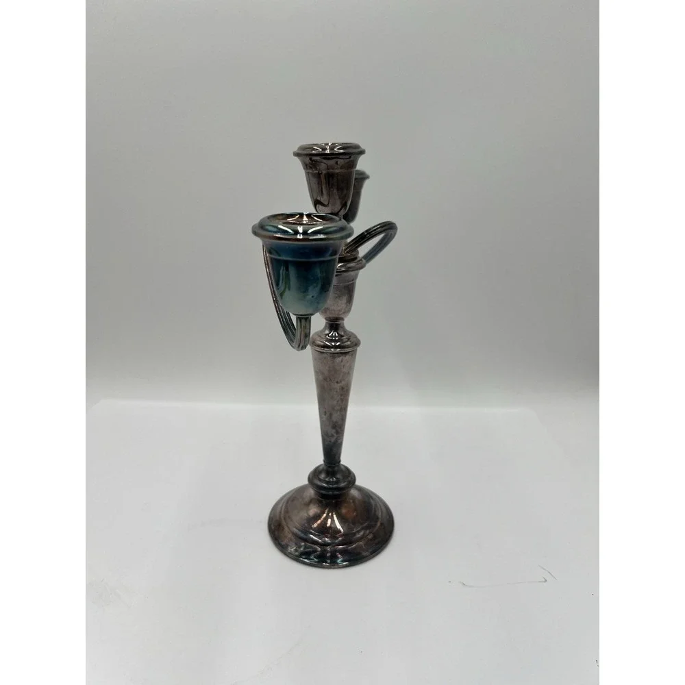 Vintage Pilgrim Silver Plate P536 3 Light Candelabra Candle Holder 11.5